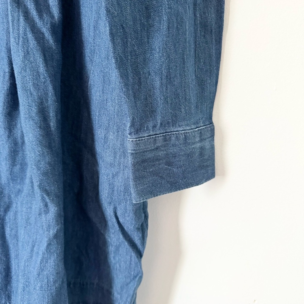 LOFT Denim Pleated Button Front Shirt Dress Size M - Picture 3 of 12